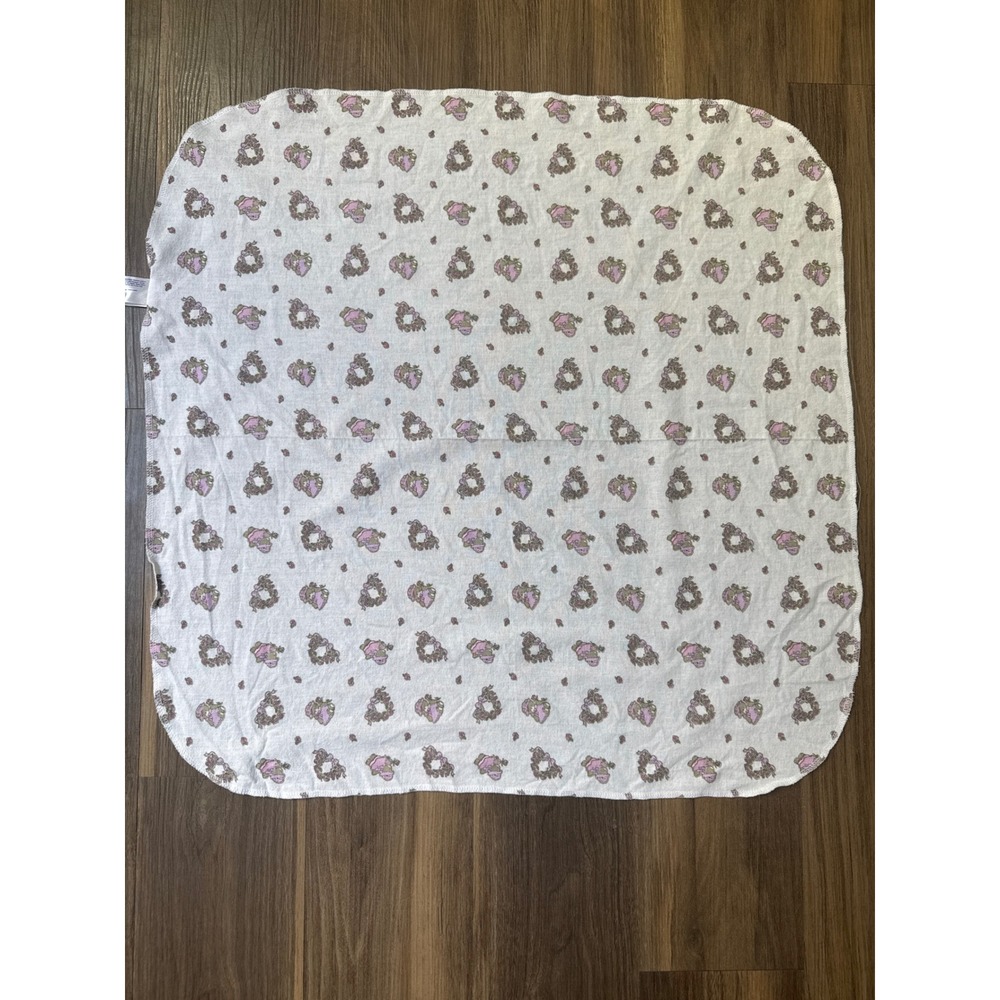 Playskool Receiving Blanket Baby White Pink Bear Floral Wreath Vintage 2001